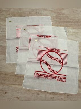 🆕 Lot of 3 Vintage 1987 Minnesota Twins Baseball Homer Hanky’s
